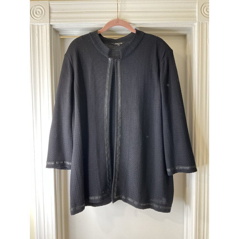 Misook Black Knit Cardigan Hook Buttons Size XL